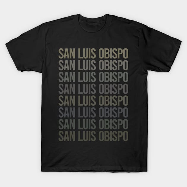 Gray Text Art San Luis Obispo T-Shirt by flaskoverhand